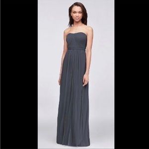David’s Bridal Pewter Strapless Chiffon Convertible Bridesmaid Dress